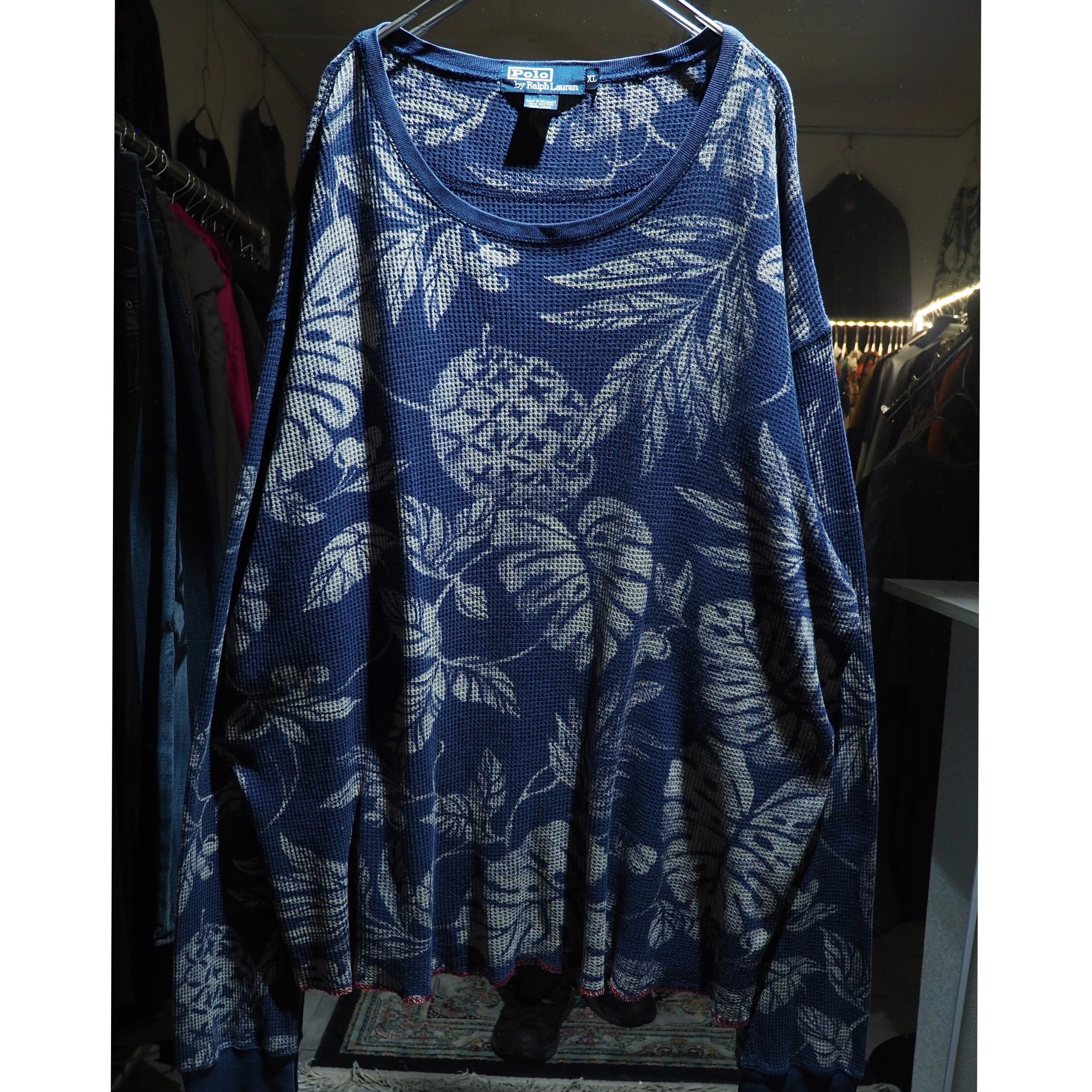 1990s ” Polo Ralph Lauren ” Beautiful leaf printed vintage loose long sleeve Tee