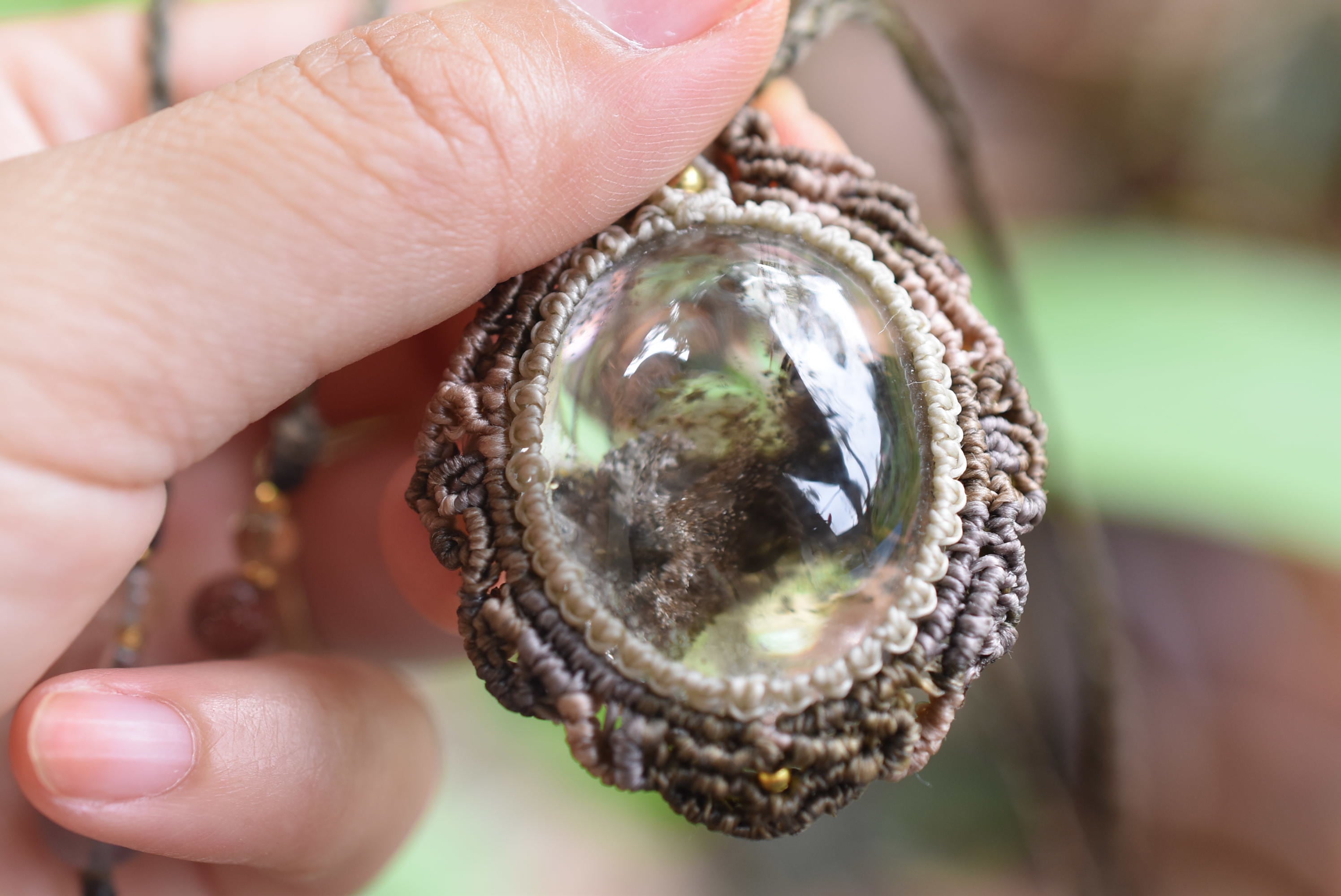 森の妖精★ガーデンクォーツ マクラメペンダントgarm051