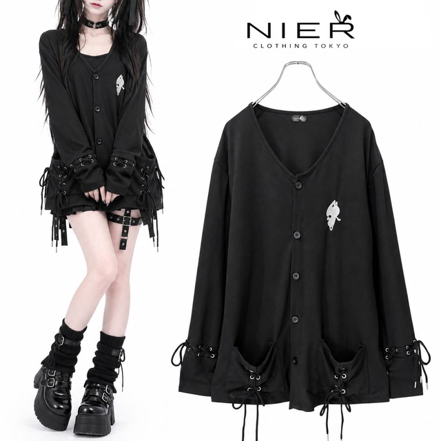 《週明け応援プレゼントイベント》CROSS STRINGS LONG BLACK CARDIGAN