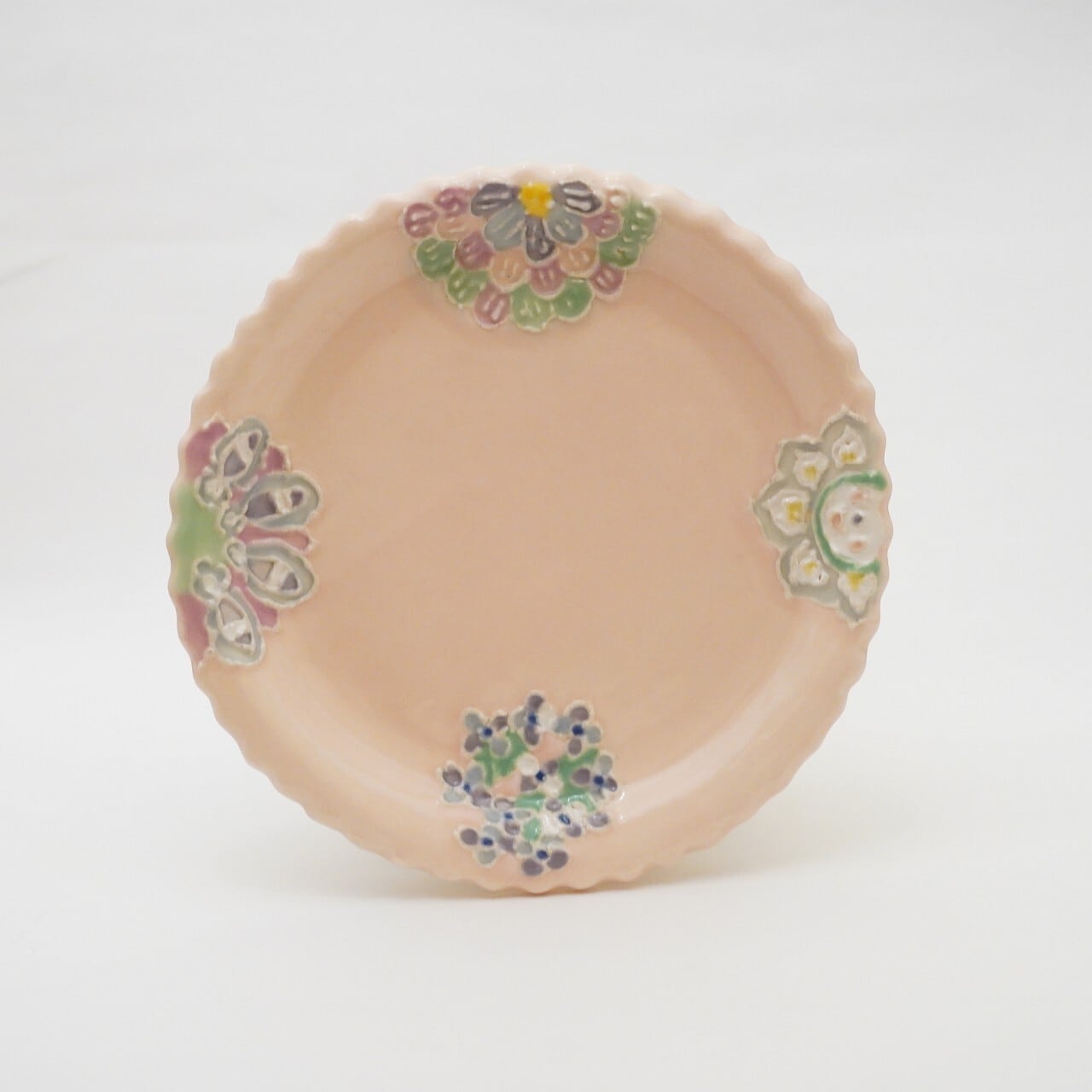 【陶芸工房ラ・プエルタ】ピンク フリル皿
