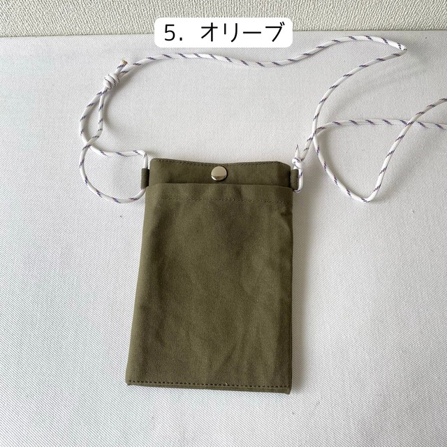 【全6色】外ポケット付きスマホショルダー／倉敷帆布 11号帆布【受注製作】