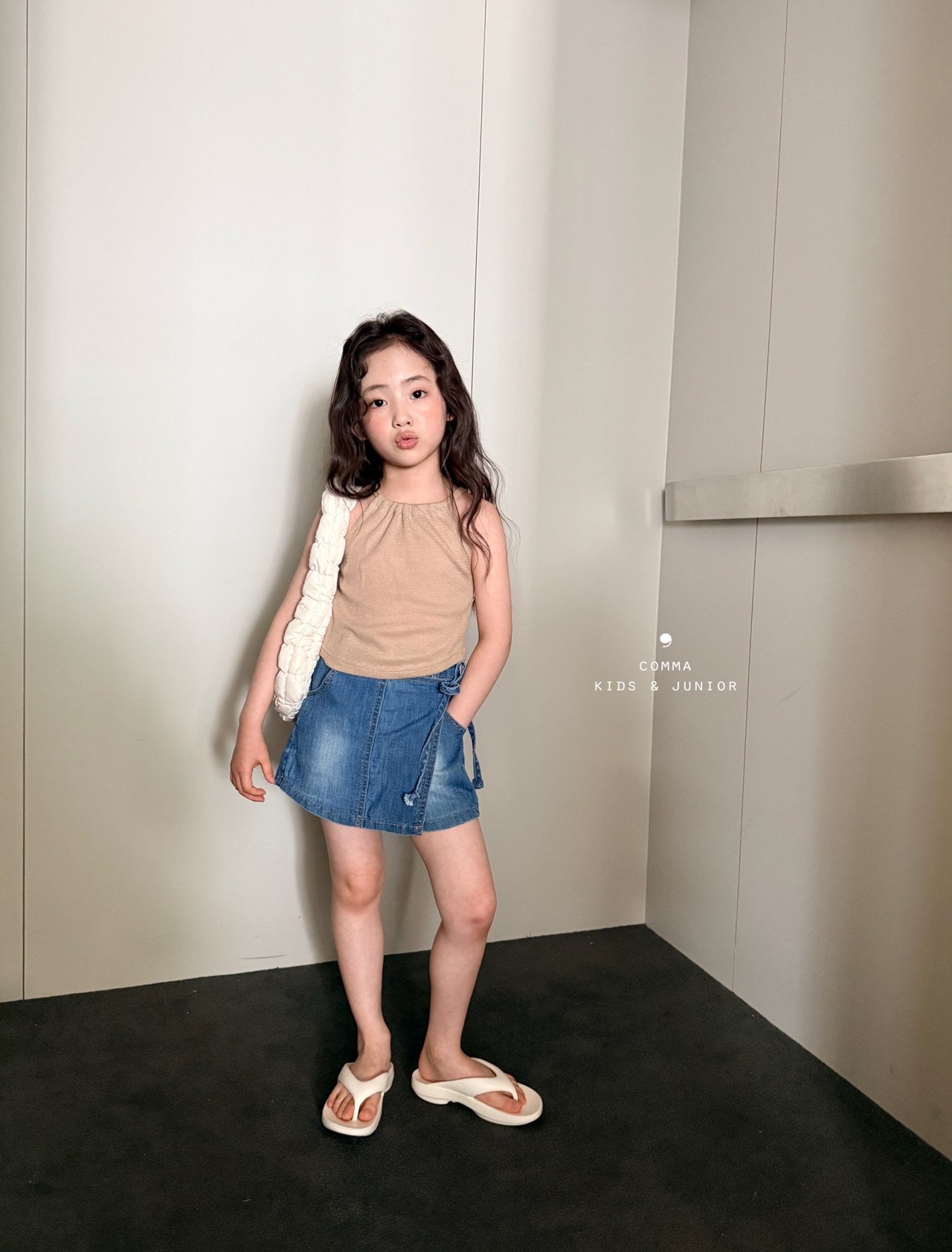 [COMMA] Wrap denim skirt Pants (160/170) / [콤마] 랩청치마바지 (160/170)