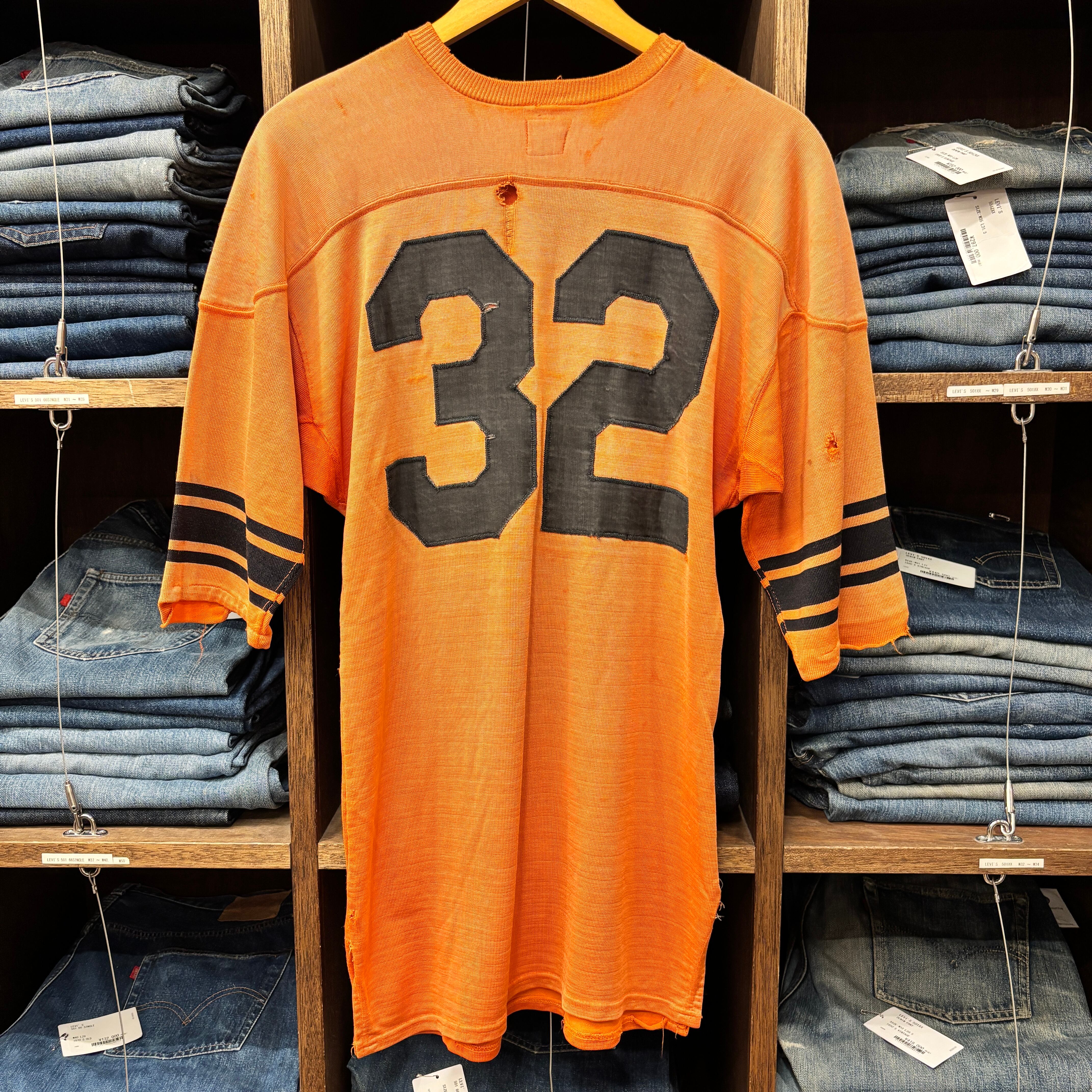 1950'S ATHLETIC SUPPLY 化繊 ORANGE FOOTBALL T-SHIRT | safarionline