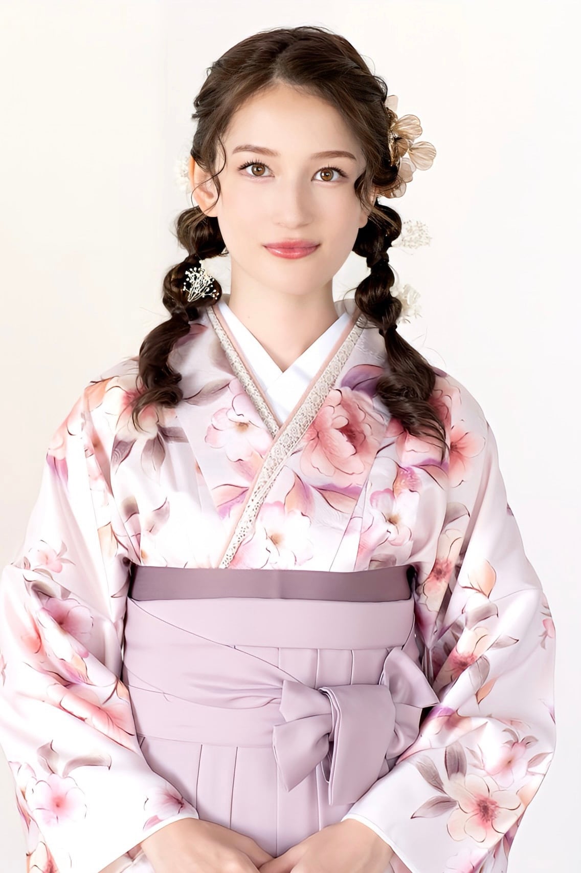 Kimono Sienne 卒業式袴3点セット ピンク 袴 二尺袖着物 袴 卒業式