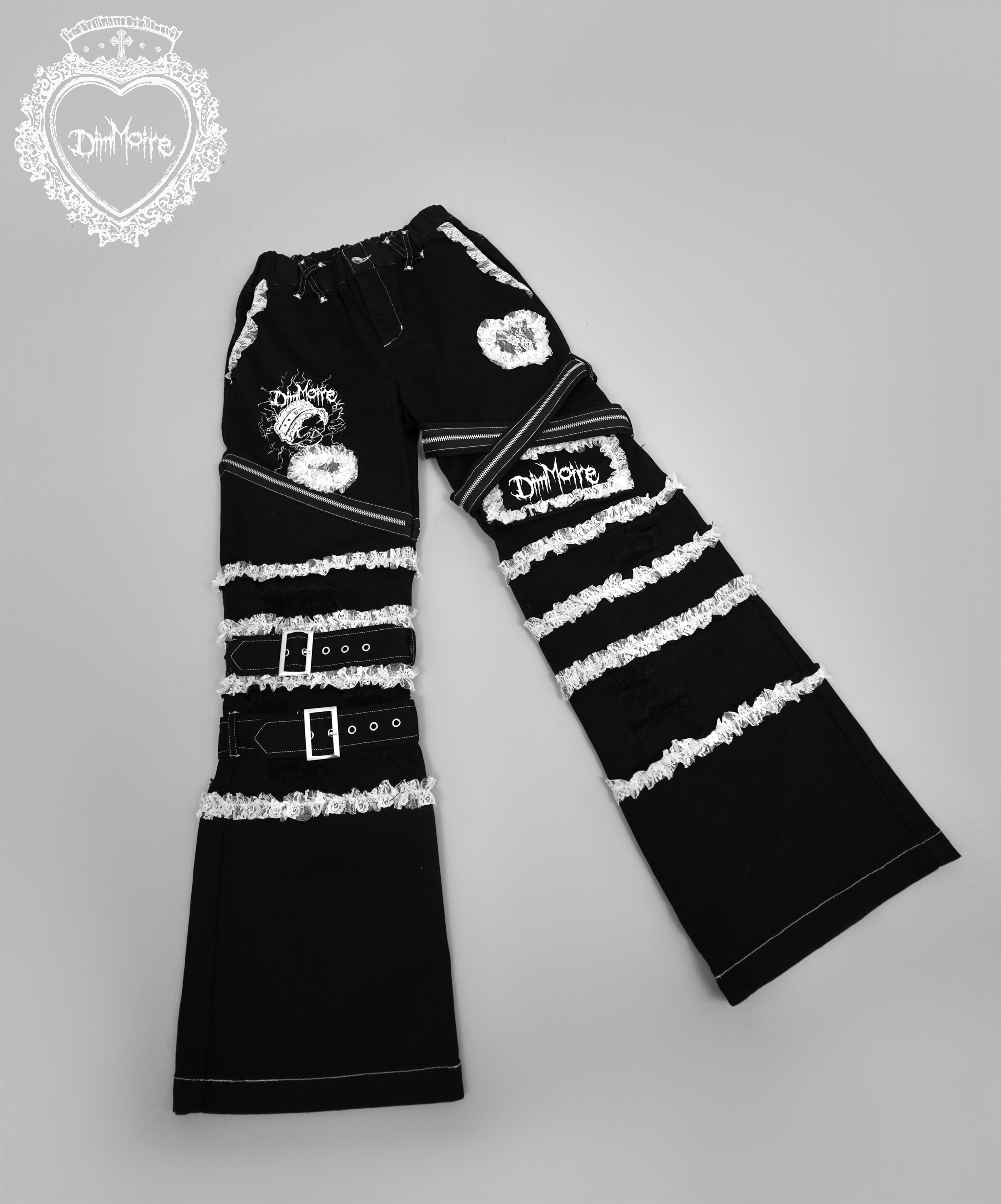 DimMoireデコデニムパンツ Black×White - パンツ 