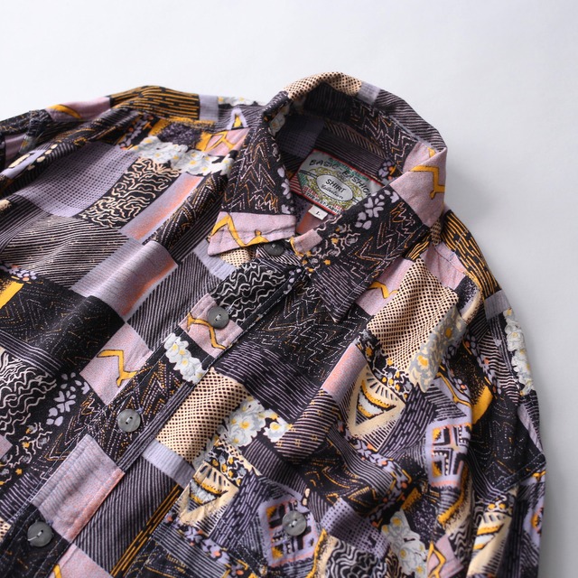 multi panel pattern loose rayon shirt
