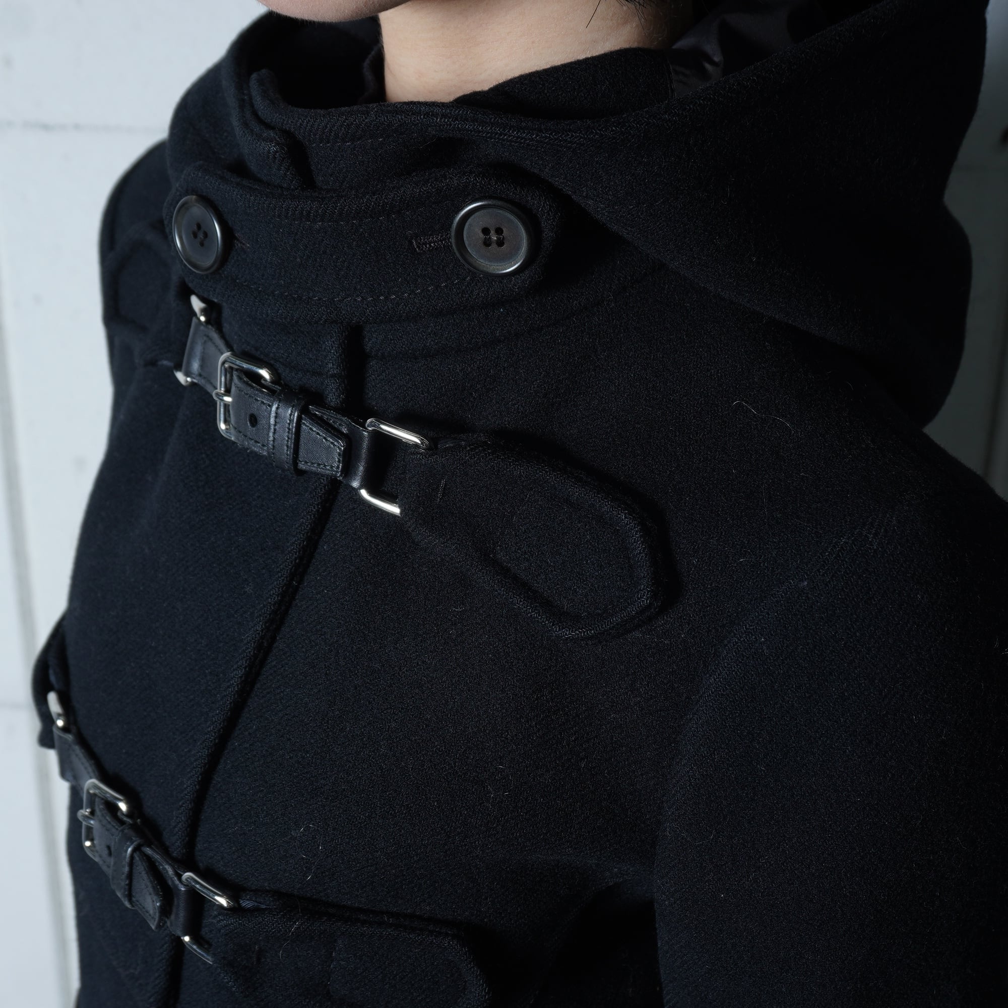 PRADA】プラダ レザーベルトトグルウールダッフルコート black | MIXHIVE