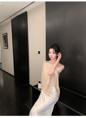 A-line draped long skirt【H00076】
