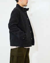 kujaku - Box Silhouette Wool Jacket :Black|二重織り/裏起毛“表使い”/バイオウォッシュ