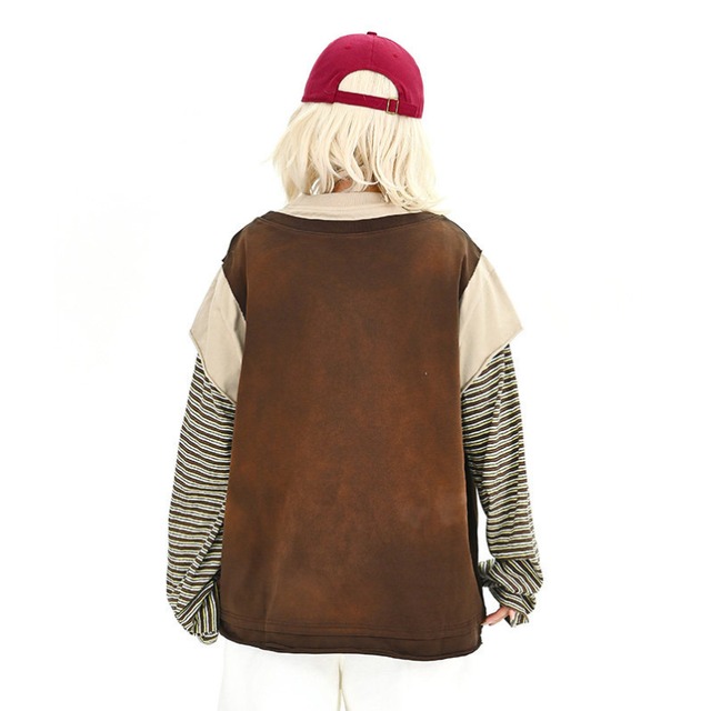 vintage graphic layered long tee　ヴィンテージグラフィックレイヤード風ロングティー　J1772
