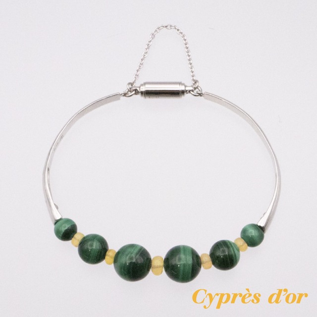 グリーン マラカイト オパール 天然石 シルバー silver ブレスレット ハンドメイド シンプル 日常 普段使い お洒落 おしゃれ コーディネート ファッション No.227