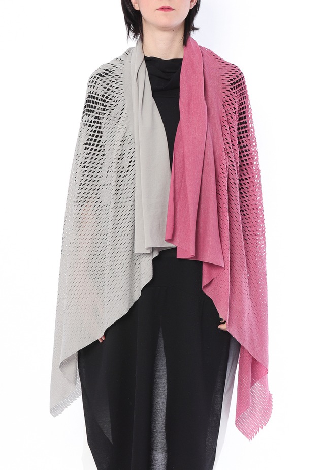 有吉くんの正直さんぽで紹介  PLAIN CORNICE STOLE【COTTONコットン】カラーブロック PINK×SILVERGRY 1117C7 プレインコーニス ストール ［登録意匠］ ［着るアートストール］