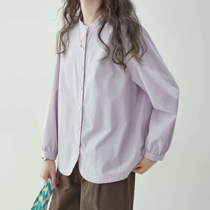 ノーカラープリーツシャツ M0722