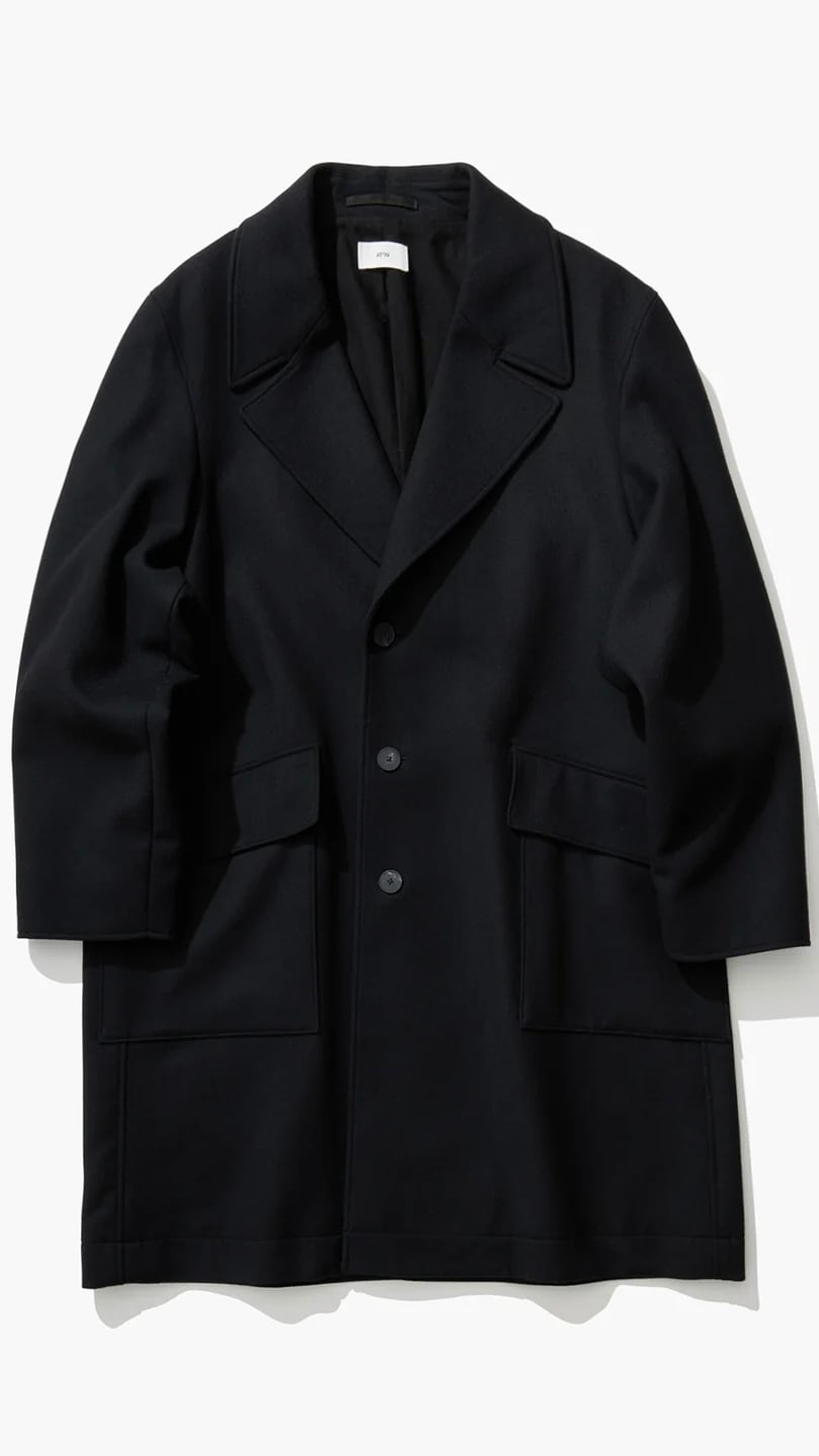 ATON -SUPER 160S DOUBLE SAXONY | SEMI DOUBLE COAT-: BLACK