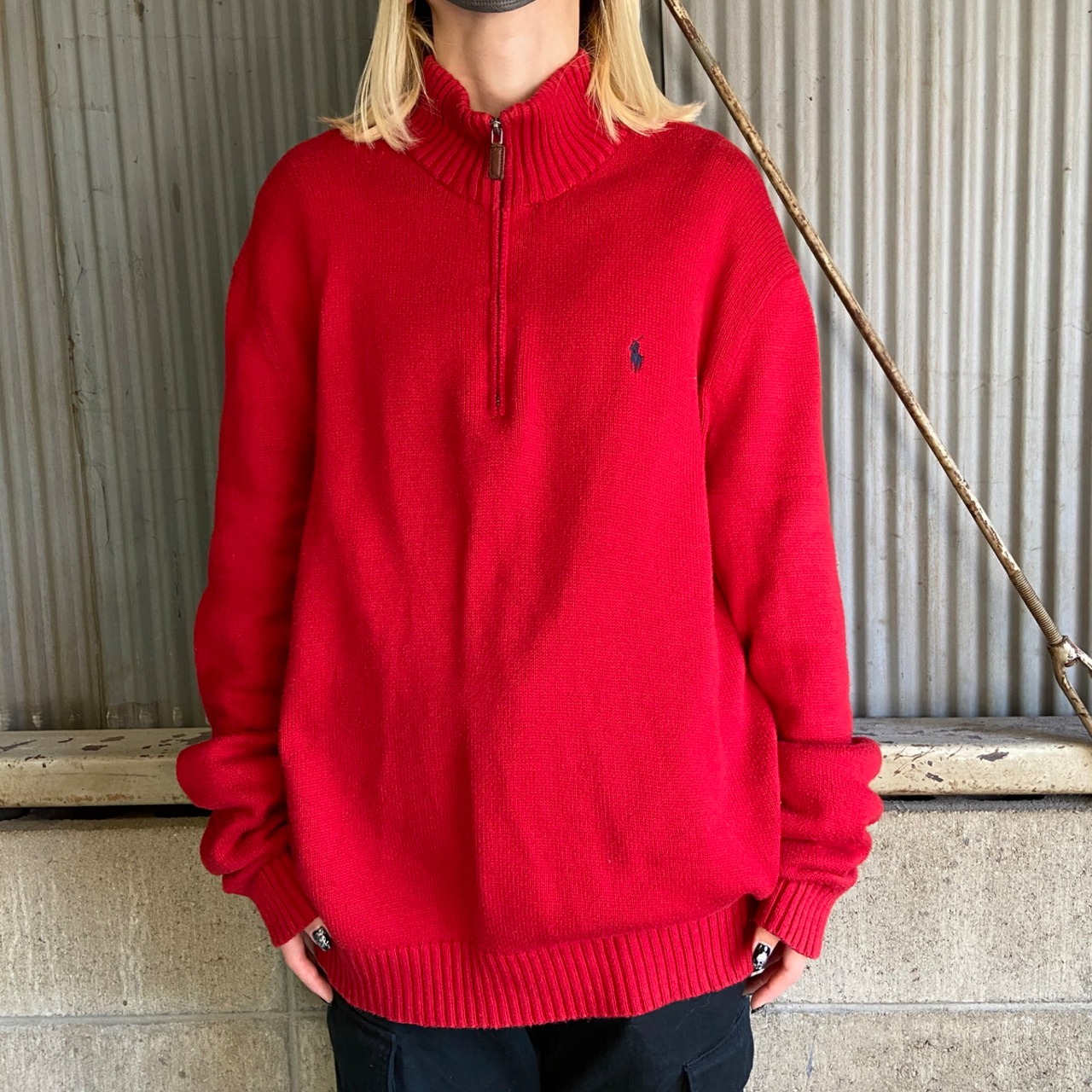 Polo by Ralph Lauren ハーフジップ コットンニットセーター メンズXL 