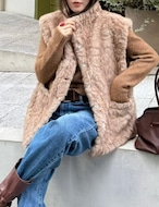 【新作5%OFF・3日間】High-neck Fur Vest_2colors