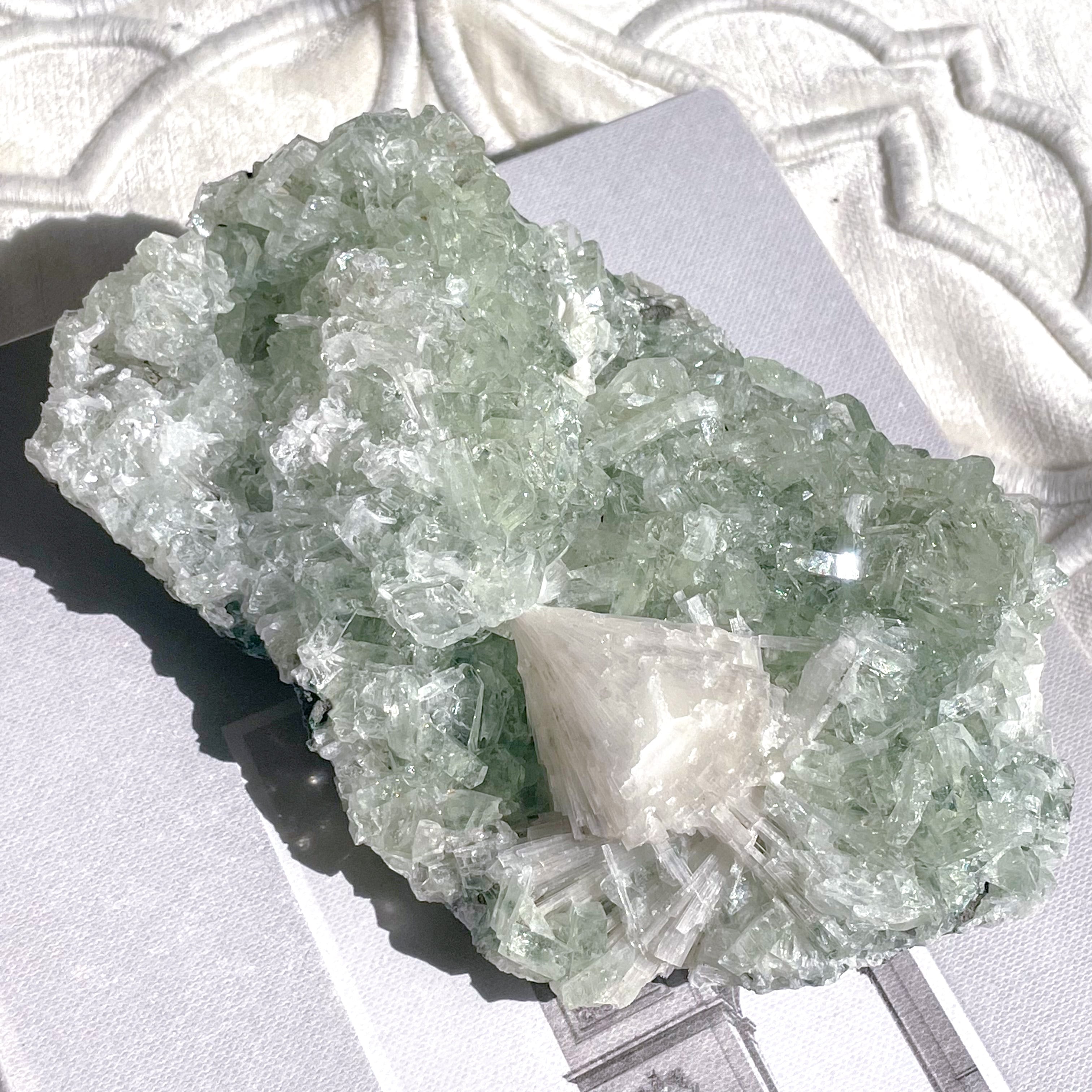 Green Apophyllite Rectangle Cluster 5 ✧ グリーンアポフィライト