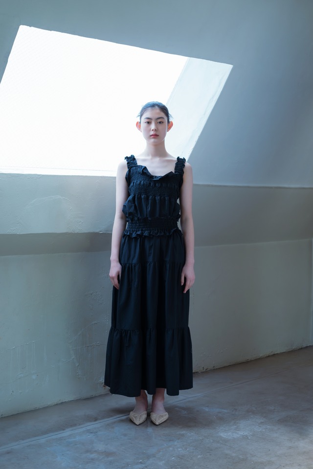 Comfortable Summer Tiered Skirt /Black