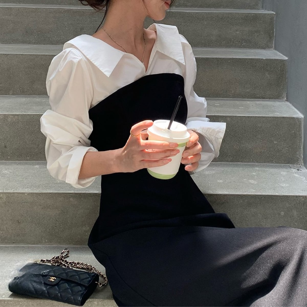 Two-Piece Look Sailor Collar Dress ch00127