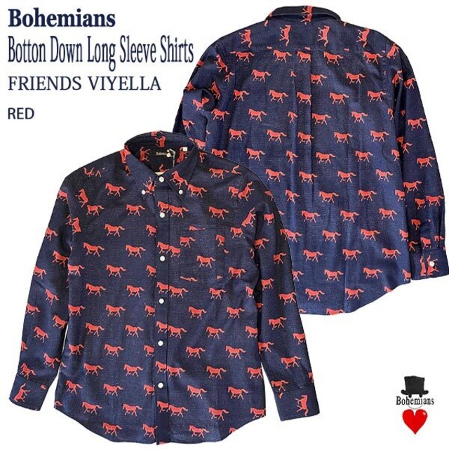 FRIENDS VIYELLA BOTTON DOWN LONG SLEEVE SHIRTS RED フレンズ ビエラ生地 ボタンダウン 長袖シャツ レッド BOHEMIANS ボヘミアンズ 日本製