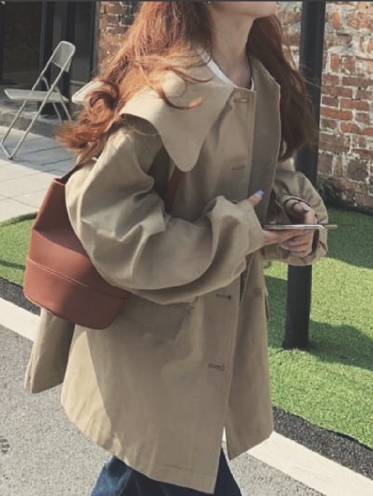 スプリングトレンチコート ボリュームスリーブ ケープカラー カジュアル かわいい 大きいサイズ 韓国 Ch35 Chulachula チュラチュラ 可愛い大きいサイズ韓国レディースファッション通販 スプリングトレンチコート ボリュームスリーブ ケープカラー カジュアル かわいい 大きいサイズ 韓国 Ch35 Chulachula チュラチュラ 可愛い大きいサイズ韓国レディースファッション通販