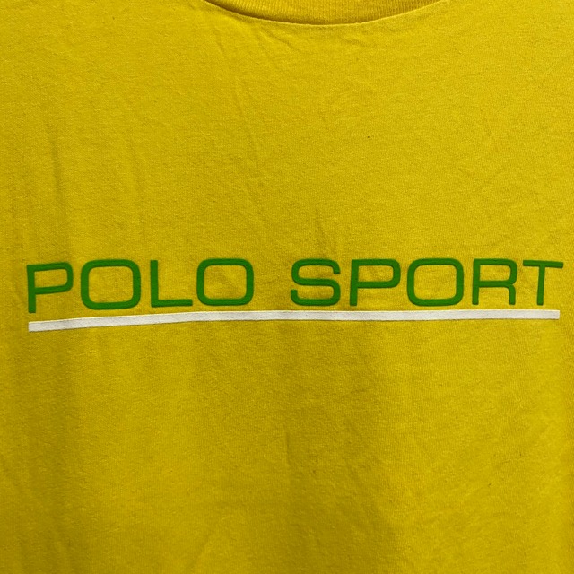 『送料無料』90s POLO SPORT ロゴTシャツ　ビビットイエロー　L ポロスポーツ