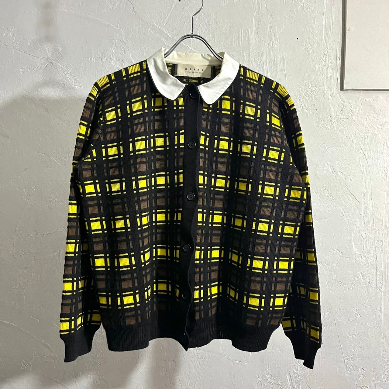 12AW MARNI Wool Check Cardigan