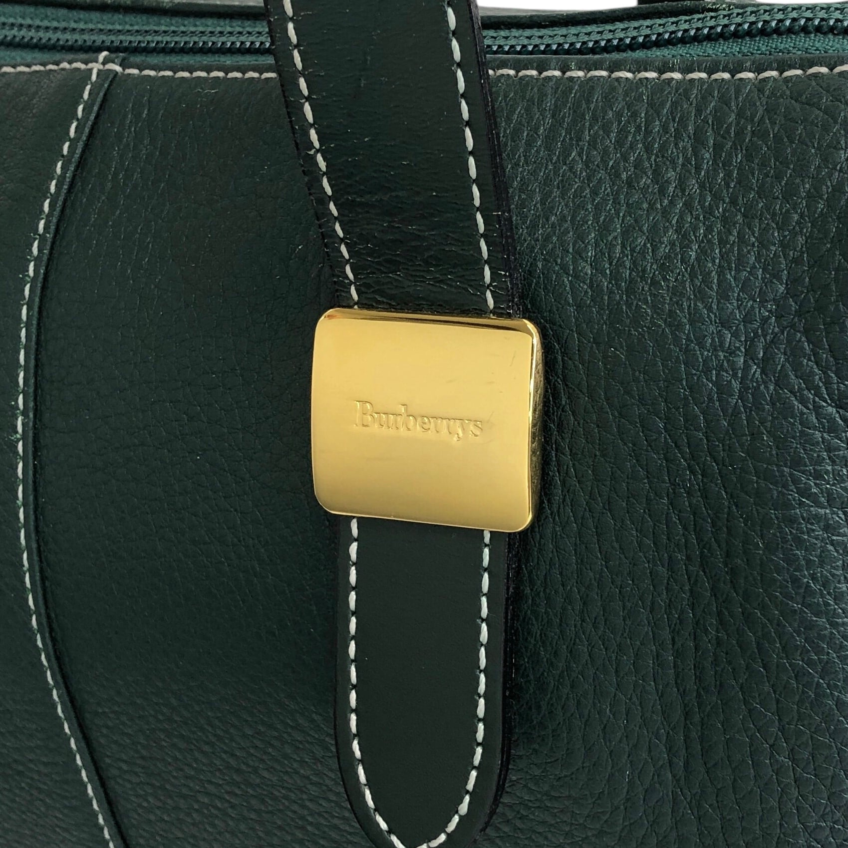 BURBERRY バーバリー ハンドバッグ グリーン レザー ミニボストン