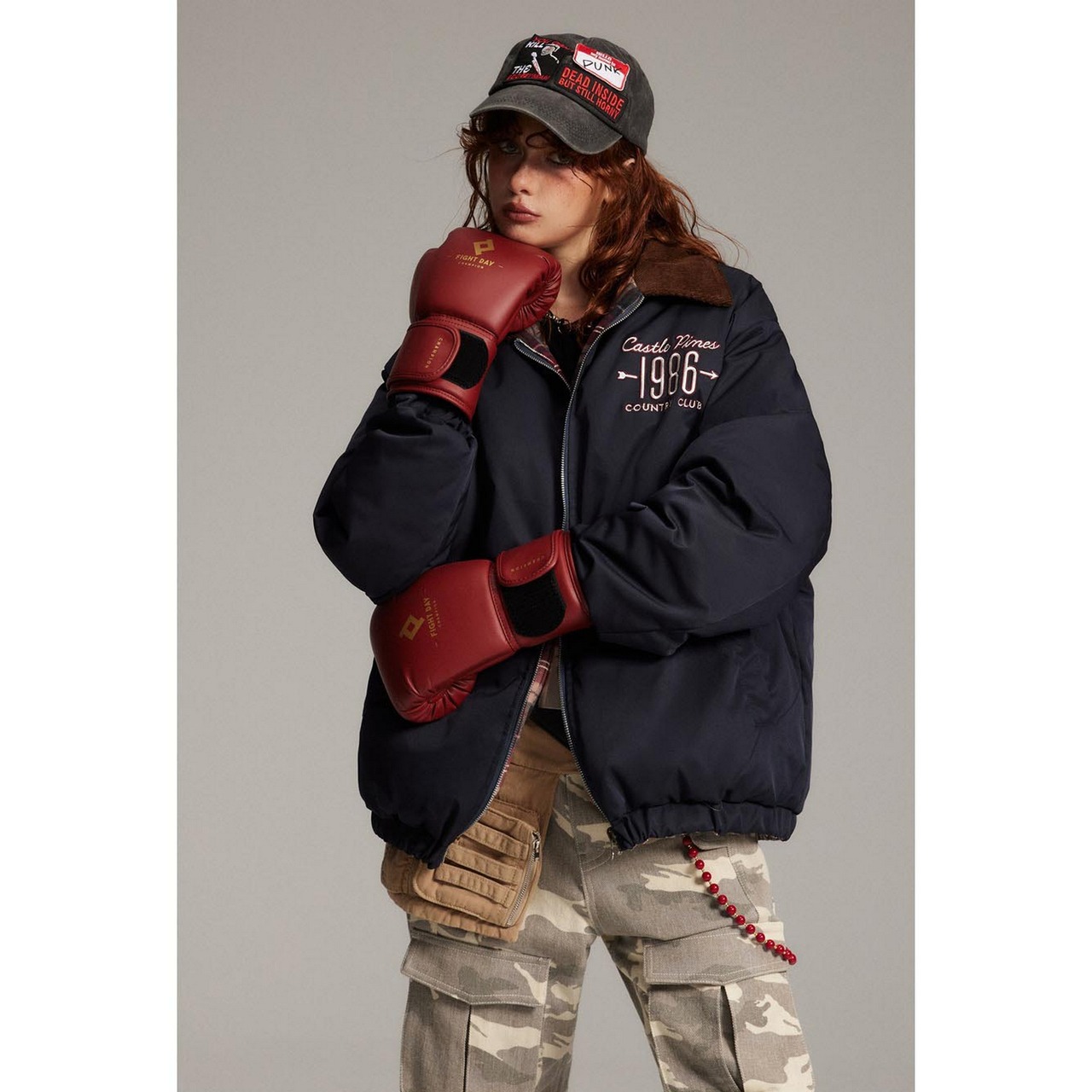 【暖かさUP】VINTAGE リバーシブル 中綿ジャケット T1259