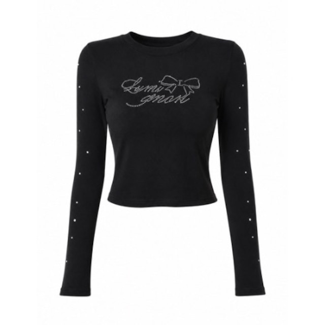 Lumignon original ♥Lumi bijou ribbon baby tee【ブラック】