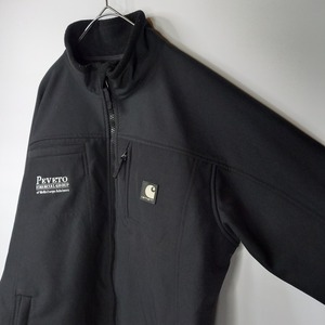 カーハート　ナイロン　シェルジャケット　企業ロゴ　刺繍　裏フリース　両面ジップ