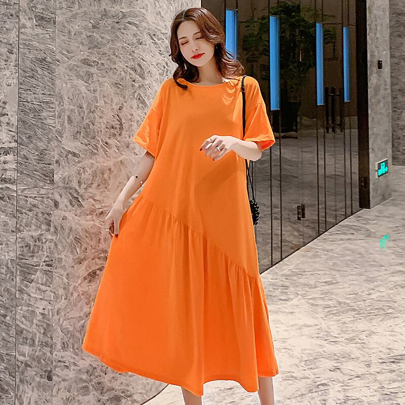 【新作】【送料無料】 マタニティウェア2020夏の新しいニットステッチルーズドレススタイルミドルレングスファッションマタニティドレス-アリババ サマー 夏物 expec261186885819