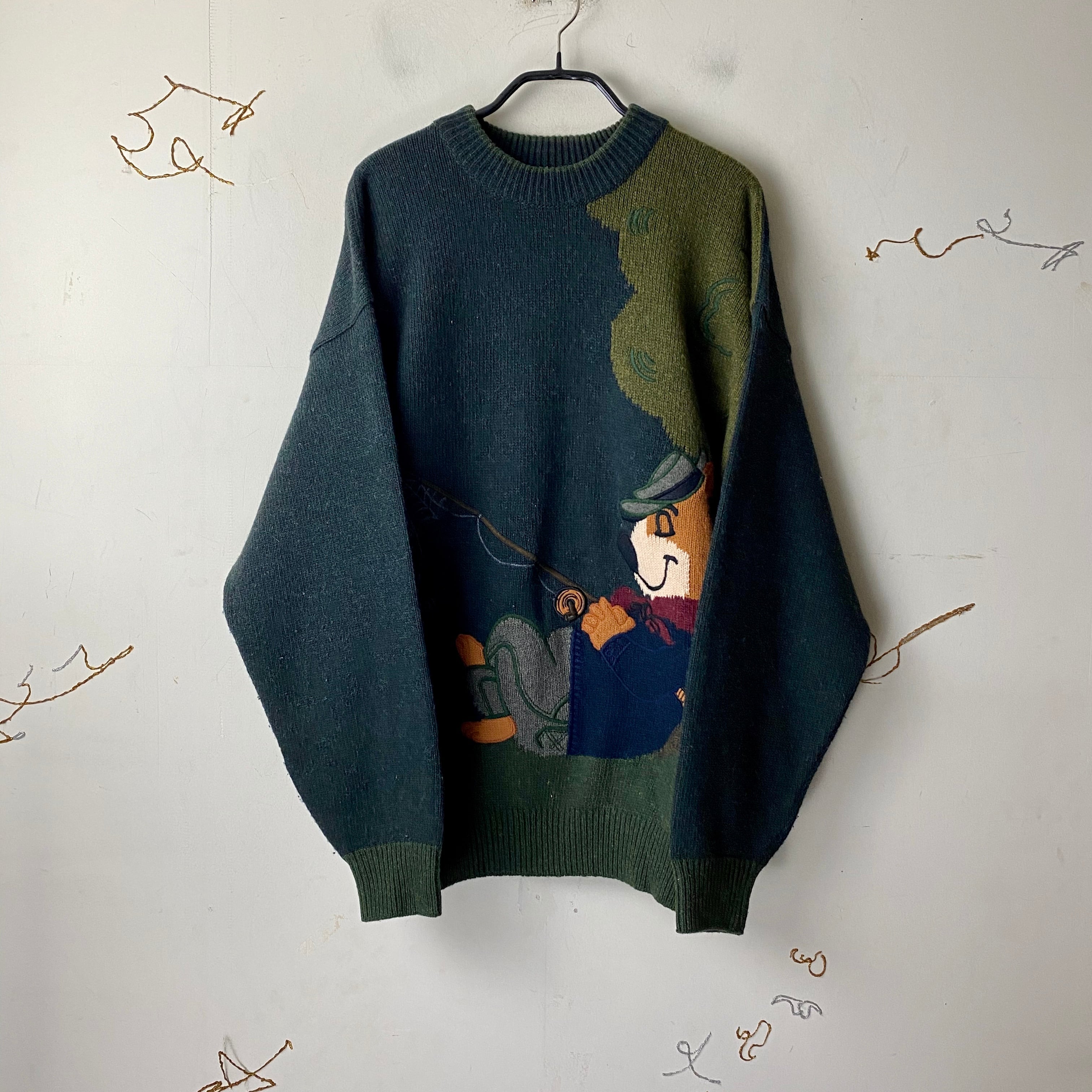 vintage JC de CASTELBAJAC wool rib knit sweater “yogi bear” | NOIR 