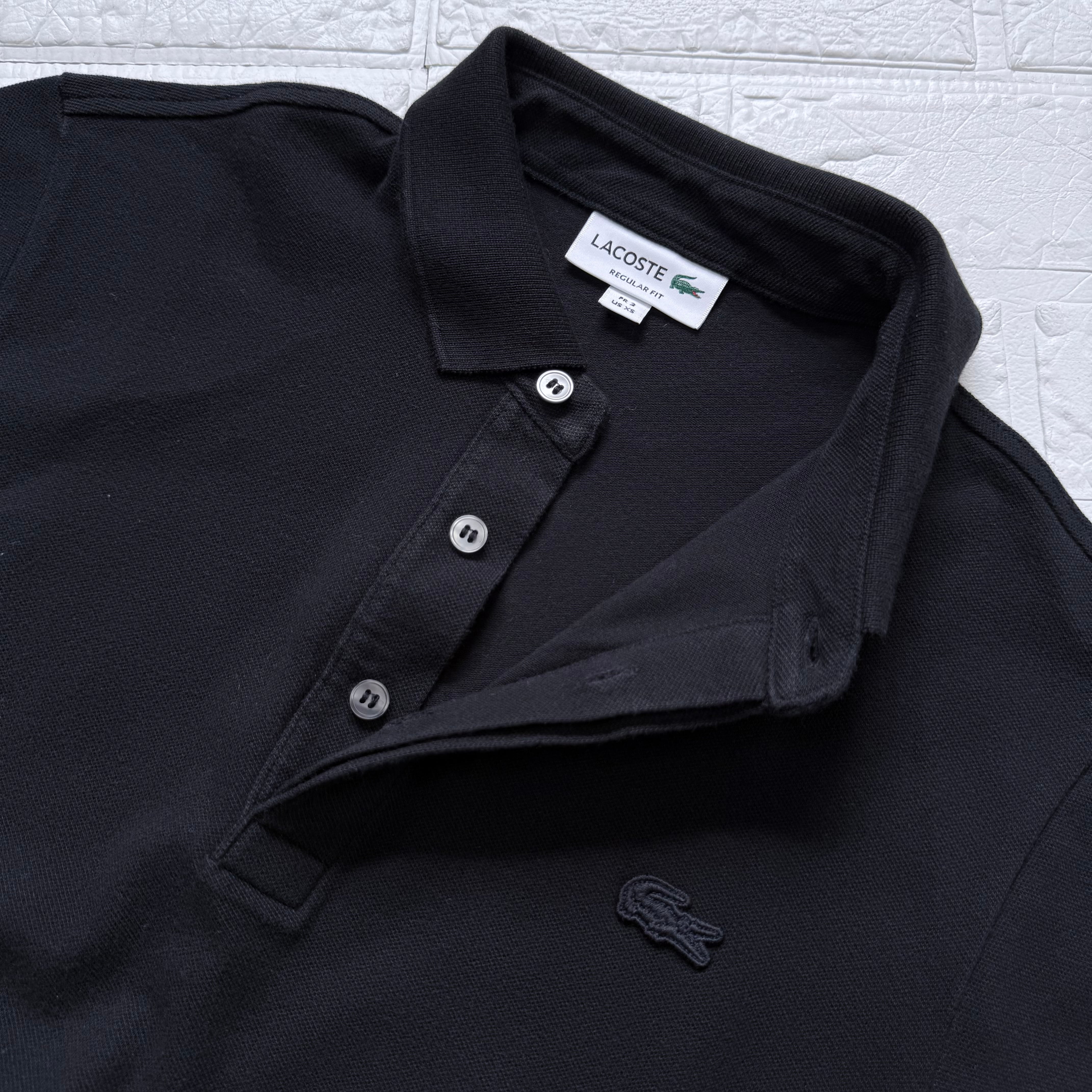 LACOSTE PH5522L PARIS コットン 鹿子 半袖ポロシャツ ブラック サイズ