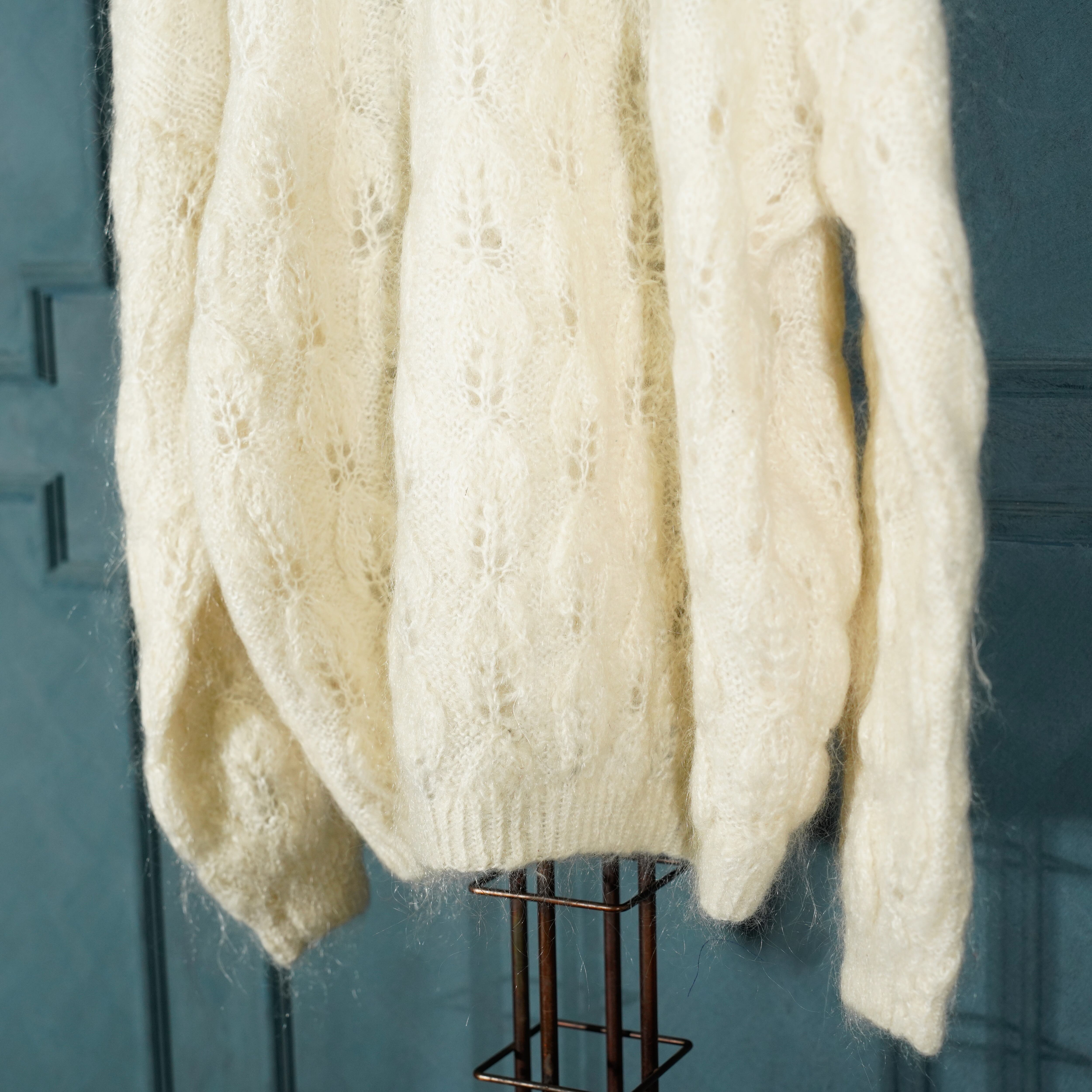 USA VINTAGE CABLE DESIGN MOHAIR KNIT CARDIGAN/アメリカ古着ケーブル