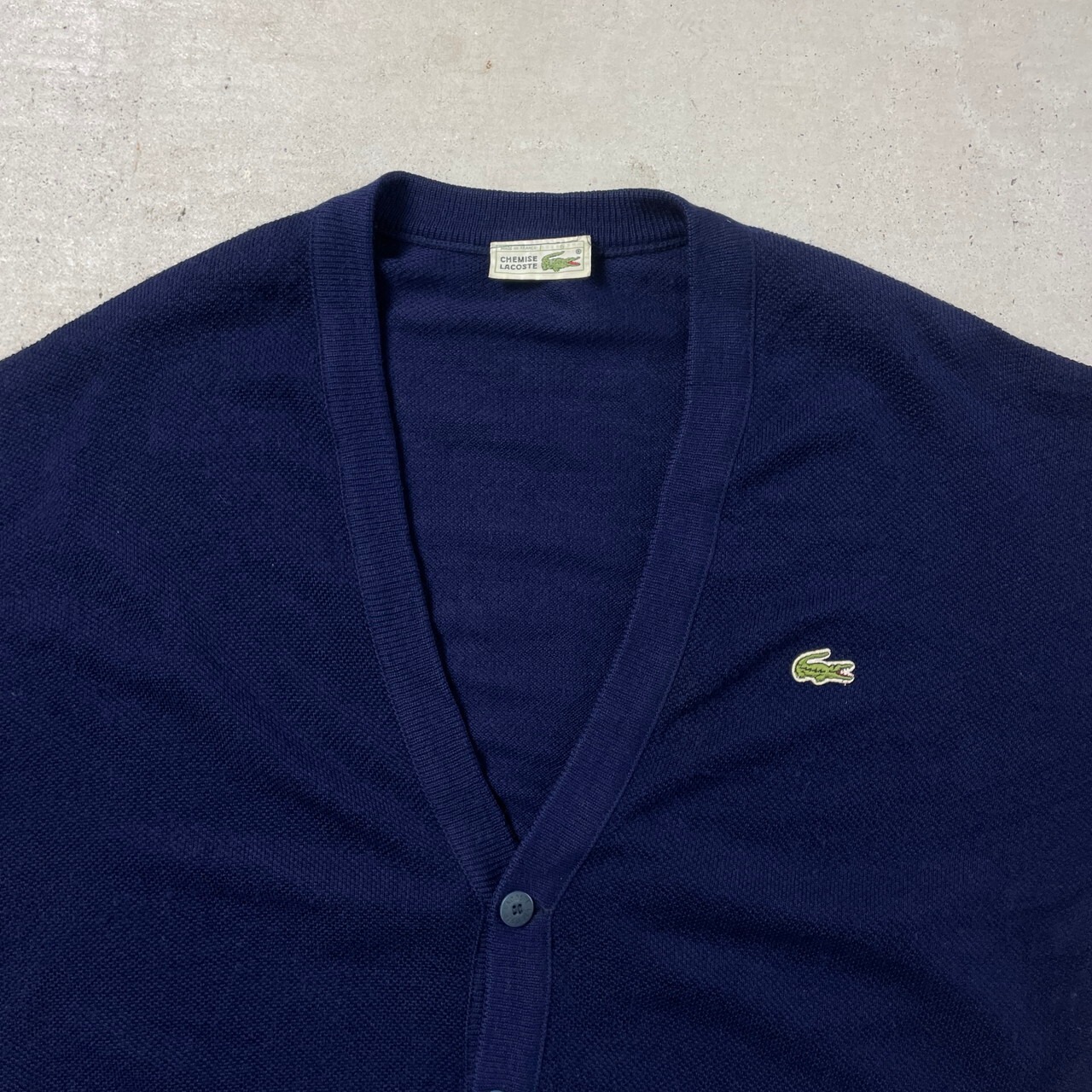 80年代 フランス製 LACOSTE ラコステ ウールニットカーディガン メンズ 