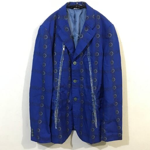 Comme Des Garcons Homme Plus コムデギャルソンオムプリュス 08aw Time For Magic期 ジップデザインジャケット 総柄 ブルー M 代官山k05 ブランド古着brooch
