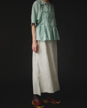 【suie】Bamboo linen skirt/バンブーリネンスリットスカート(シルバーグレー)