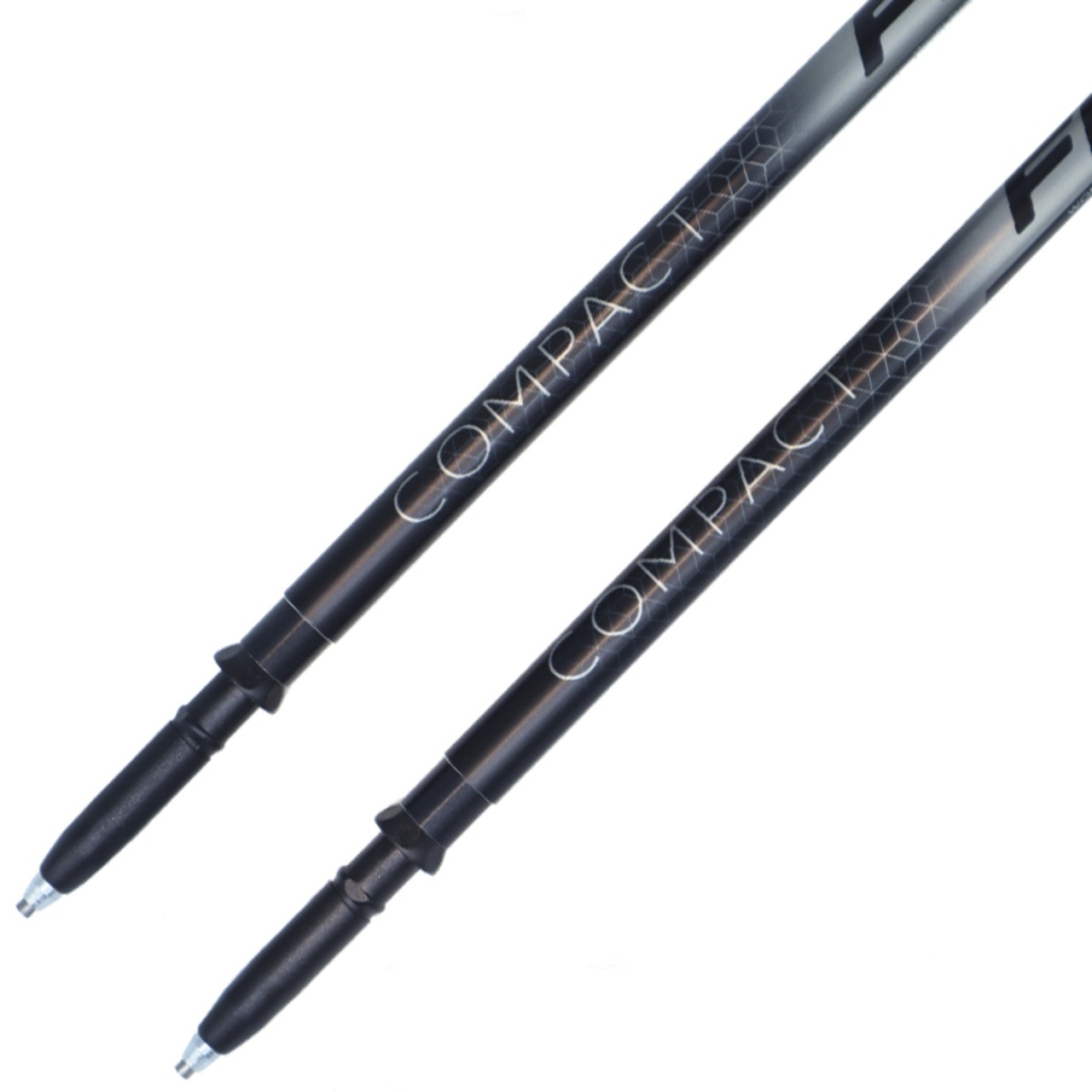 【スノーバスケット Art.B-95 セット】FIZAN トレッキングポール COMPACT Black コンパクトブラック 可変3段 59-132cm 2本セット