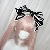 ♡【全5色】MAID ハートチャーム マットリボンフリルレースカチューシャ white ♡
