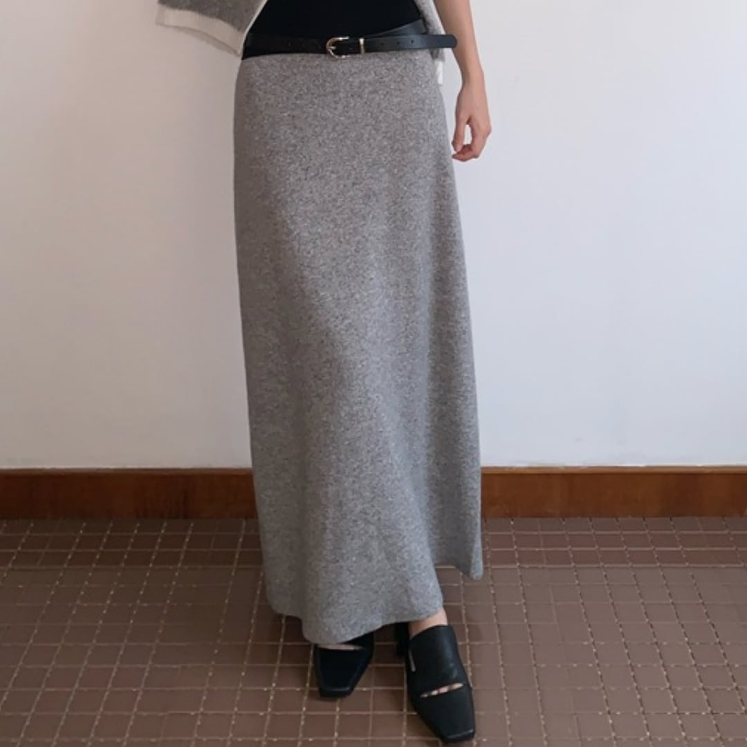 I-line silhouette knit long skirt G960【セットアップ対応】
