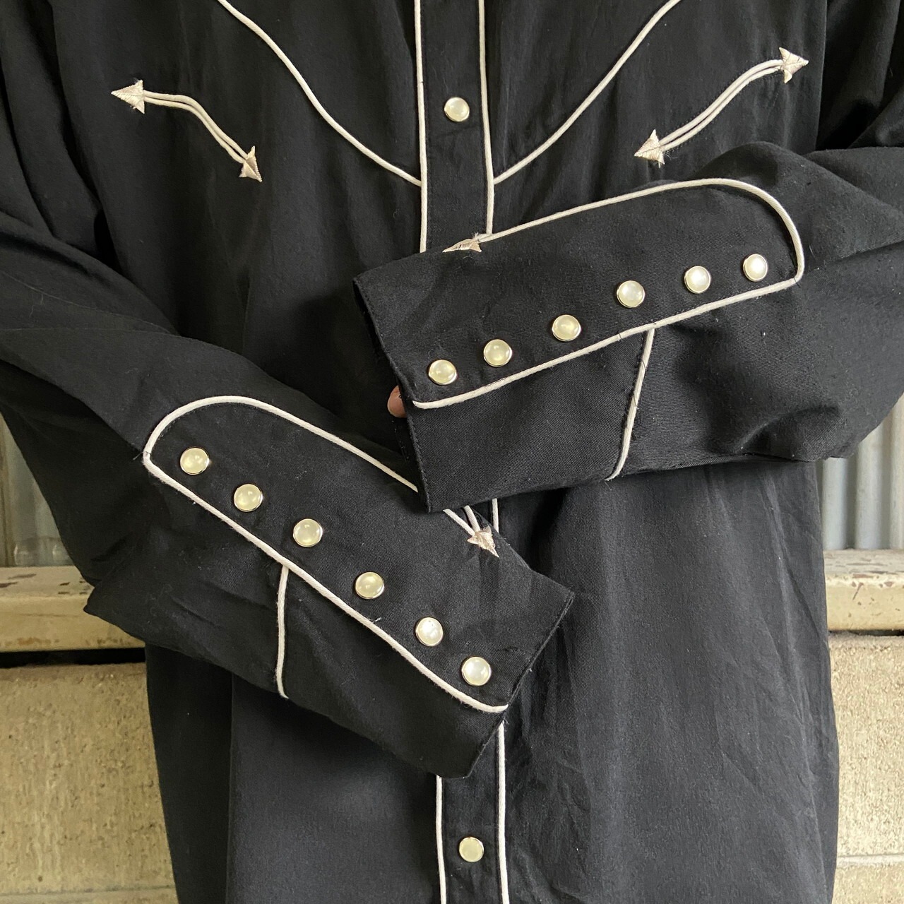 ビッグサイズ Scully 長袖 ギター 音符 車 刺繍 ウエスタンシャツ