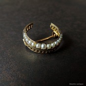 英国アンティークジュエリー 15ctゴールド 真珠 クレセント(三日月)ブローチ(ソーティングメモ付)