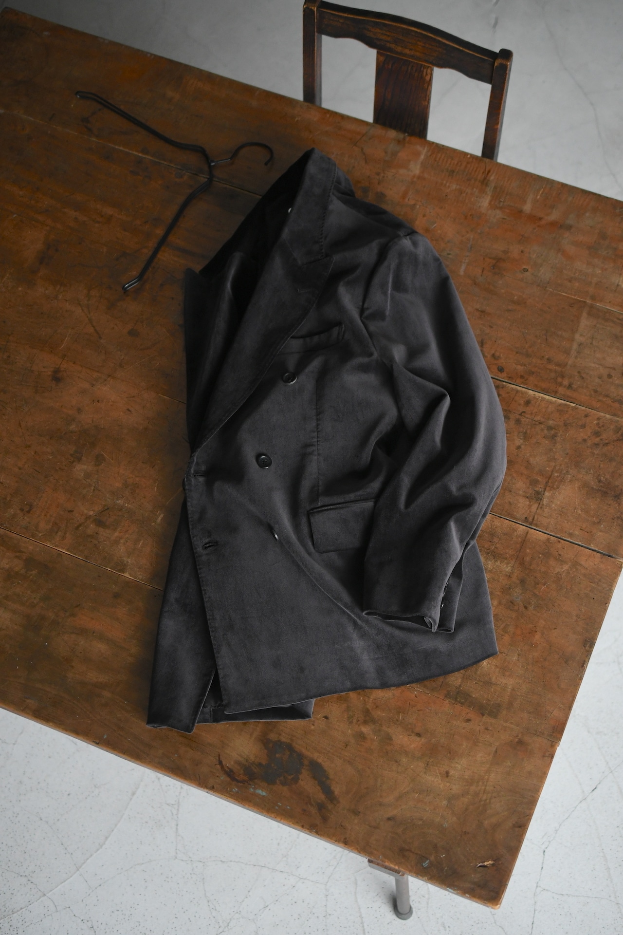 blurhms / Fade Velvet Double-breasted Jacket (FadeCharcoal)