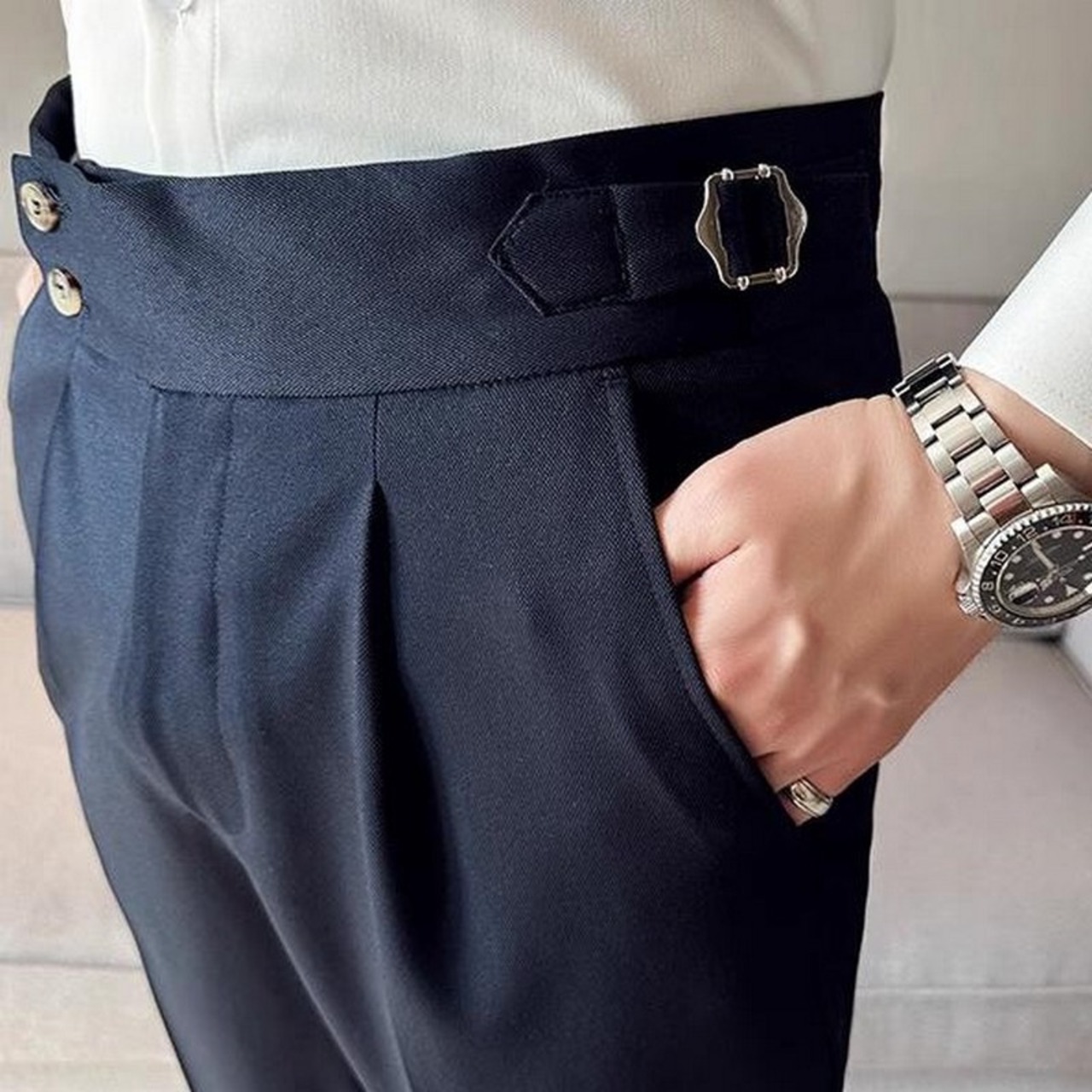 high waist straight pants 00075