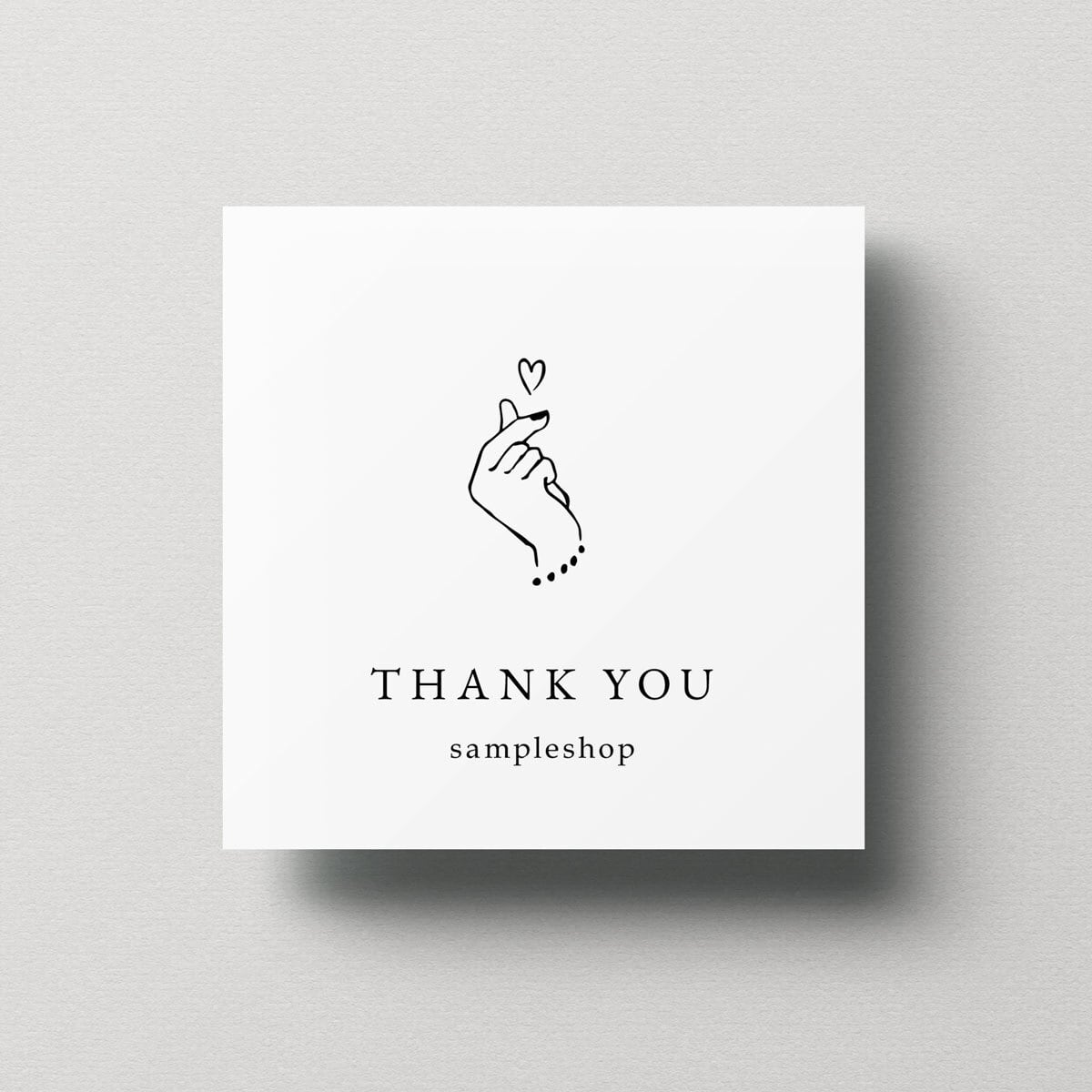 サンキューカード　ショップカード　印刷｜スクエア　指ハート【s-007】