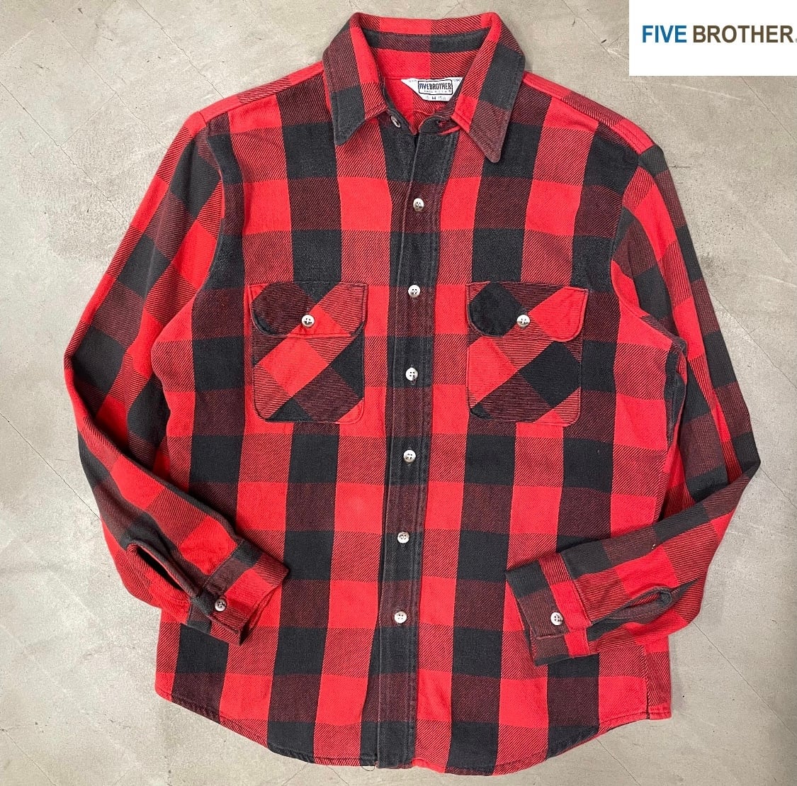 FIVE brother ブロックチェック ネルシャツ USA製 80S 80s FIVE BROTHER ブロックチェックネルシャツ USA ファイブラ