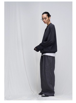 DECESOLO 26SS リネンライク Vネック ジップカーディガン