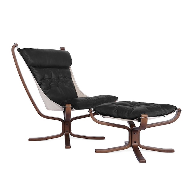 Falcon Chair Wood Frame Set Oil-leather Black / ファルコンチェア ウッドフレーム セット品 オイルレザー ブラック K01598L15SET