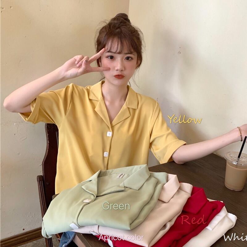 2020年秋新しいレトロな香港スタイルのスーツの襟半袖シャツ女性のデザインセンスニッチ気質トップトレンド YY-ファッション35627279751